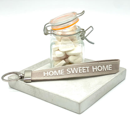 Home Sweet Home Woven Embroidered Keychain.