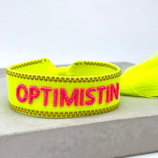 Optimistin Statement Bracelet Woven, Embroidered