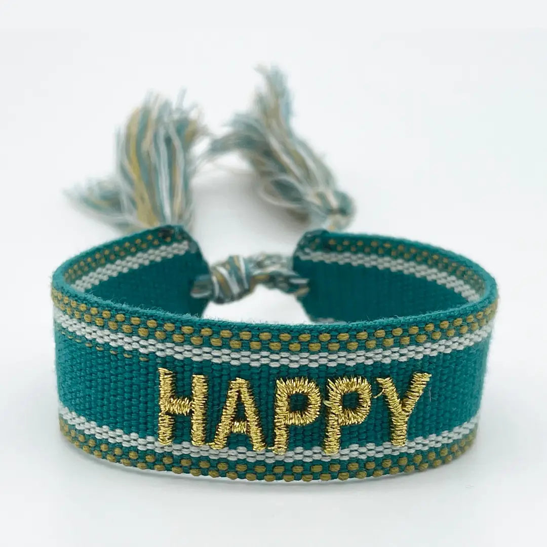 Happy Statement Bracelet Woven, Embroidered.