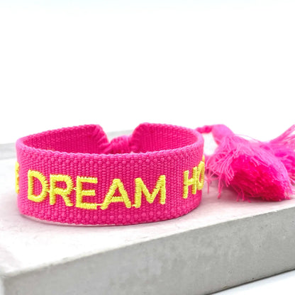 Love Dream Hope Statement Bracelet Woven, Embroidered