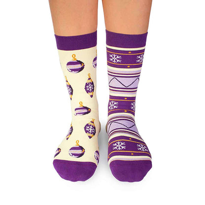 Κάλτσες Arty με Χριστουγεννιάτικα στολίδια - εκρού